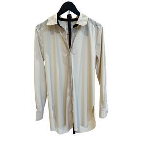 Lysse Schiffer Button-down Shirt Cream w Black Stitching (Sz S)